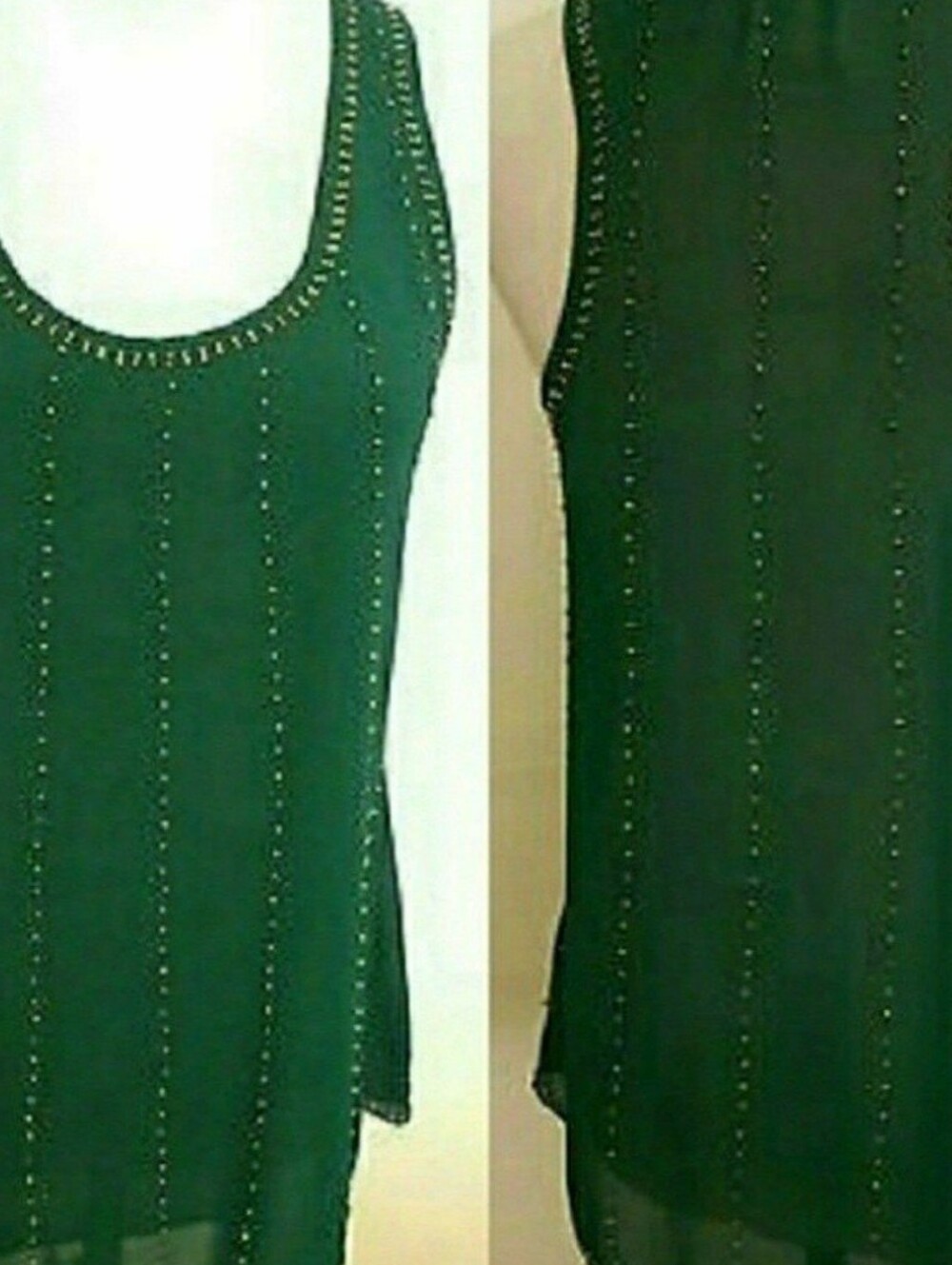 Women's Emerald Green Sleeveless Studded Tank Top